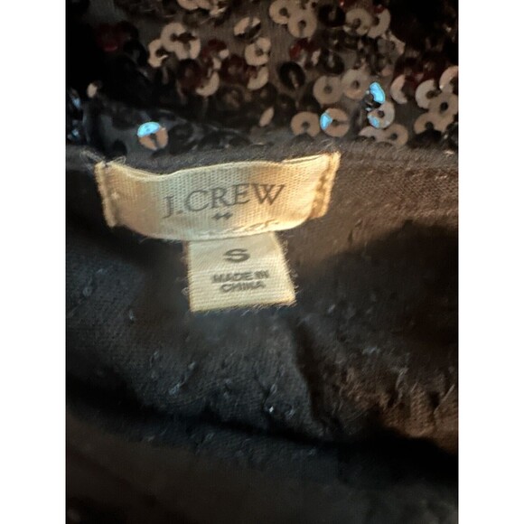 J. CREW Womens Black Sequin Blouse Size S Boatneck 3/4 Sleeve Pullover Glitzy - Picture 4 of 7